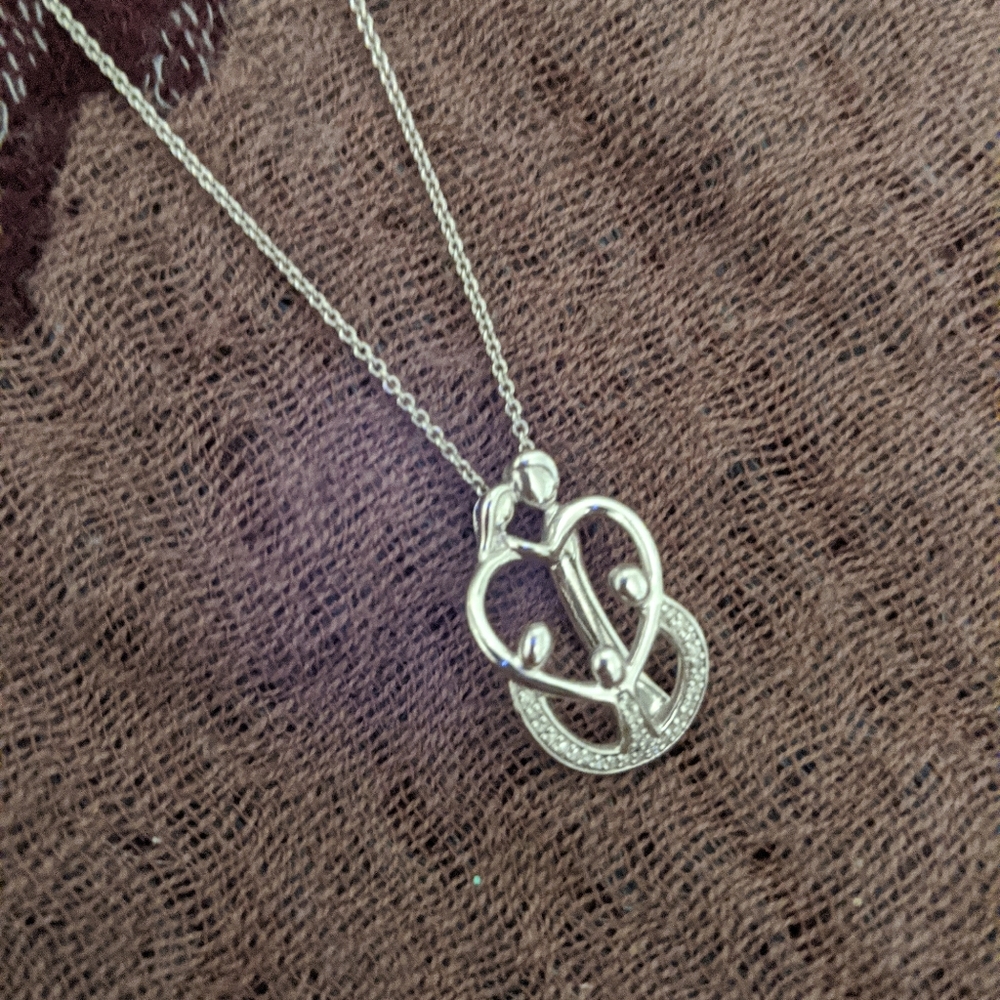 Silver family necklace